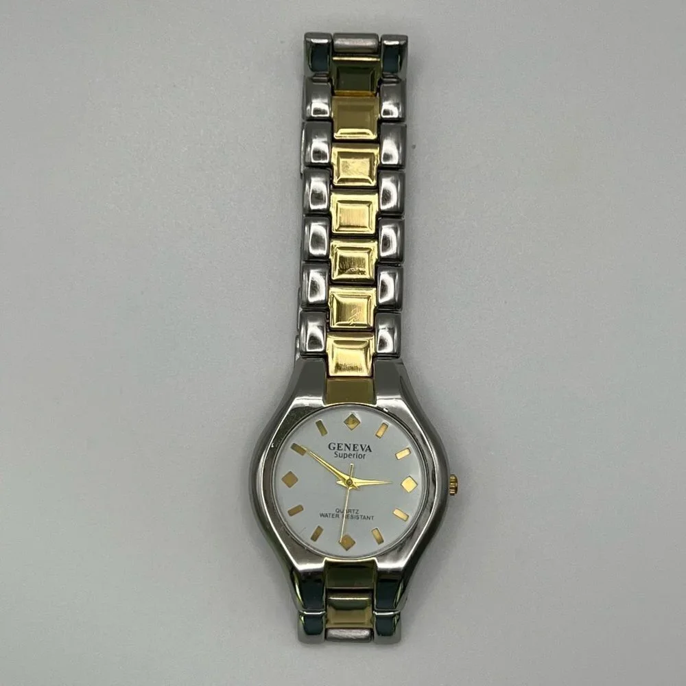 GENEVA Superior Vintage Watch Working Silver Gold White Working